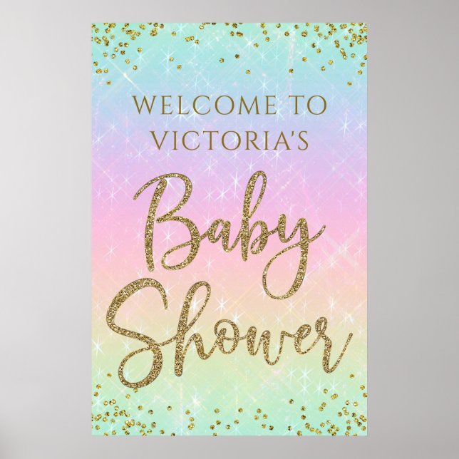 Affiche de bienvenue Baby shower arc-en-ciel (Devant)