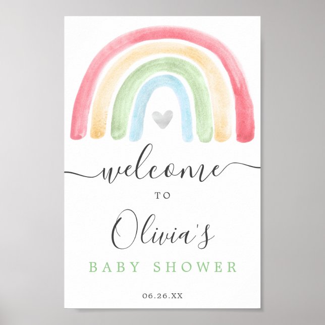 Affiche de bienvenue Baby shower arc-en-ciel Boho (Devant)