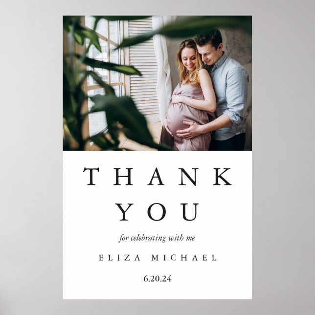 Affiche de bienvenue baby shower avec photo et dat (Devant)