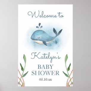 Affiche de bienvenue Baby shower baleine