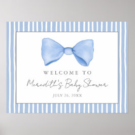 Affiche de bienvenue Baby shower Bleu Bow