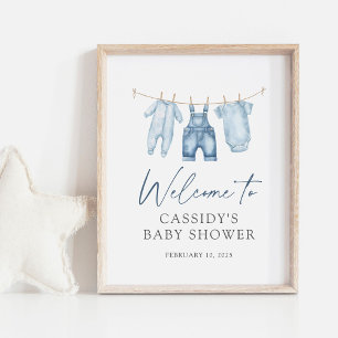 Affiche de bienvenue Baby shower Blue Jean Denim
