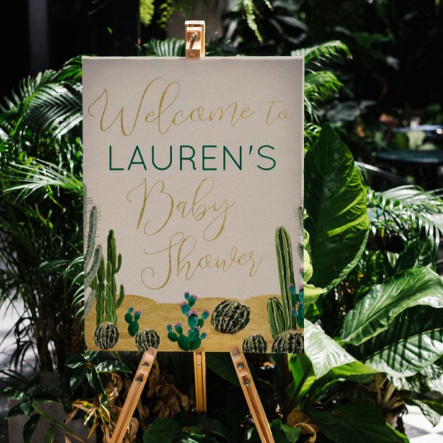Affiche de bienvenue Baby shower Boho Cactus (Créateur téléchargé)