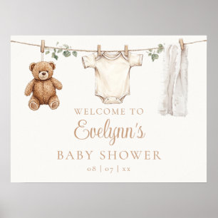 Affiche de bienvenue Baby shower Boho Clothesline