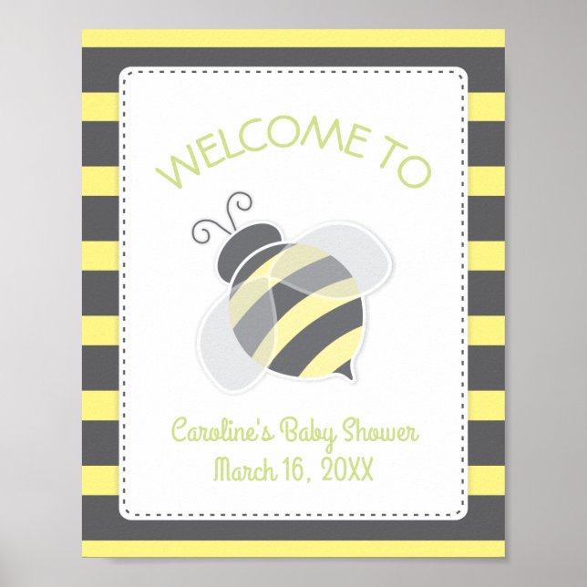 Affiche de bienvenue Baby shower Bumblebee (Devant)