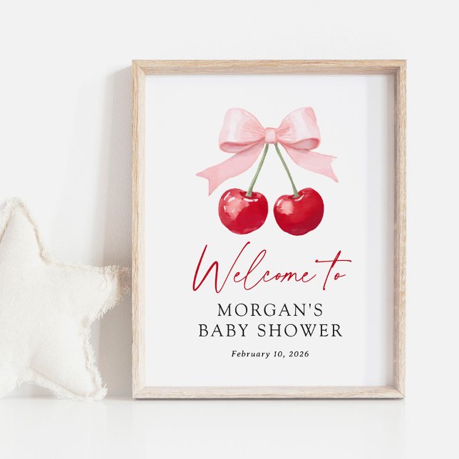 Affiche de bienvenue Baby shower cerise (Créateur téléchargé)