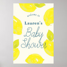 Affiche de bienvenue Baby shower citron peint à la