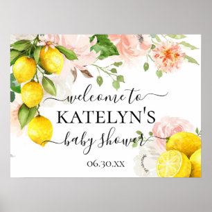 Affiche de bienvenue Baby shower citron pour Baby