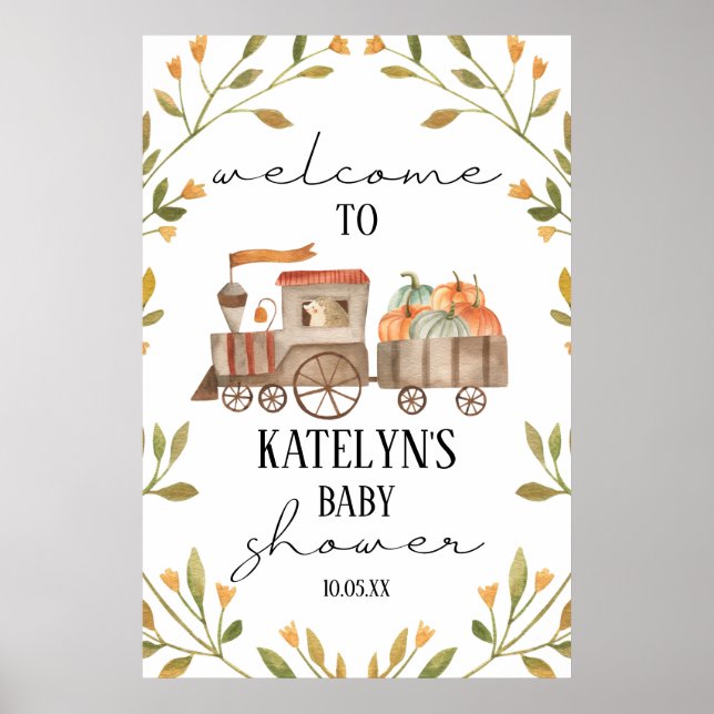 Affiche de bienvenue Baby shower citrouille (Devant)