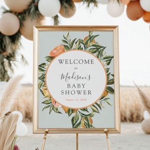 Affiche de bienvenue Baby shower Citrus Main Squee