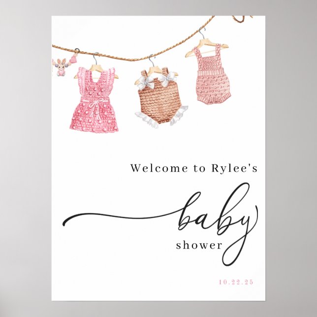 Affiche de bienvenue Baby shower classique pour fi (Devant)