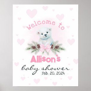 Affiche de bienvenue Baby shower Cute Cub Bear Ros