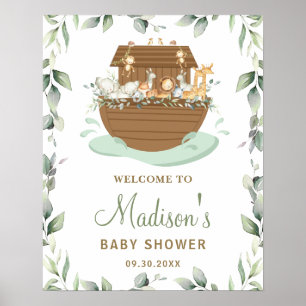 Affiche de bienvenue Baby shower d'arche de Noah à