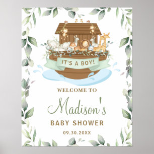 Affiche de bienvenue Baby shower d'arche de Noah à