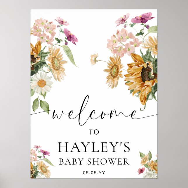 Affiche de bienvenue Baby shower d'automne Mews Su (Devant)