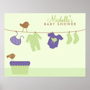 Affiche de bienvenue Baby shower de blanchisserie 