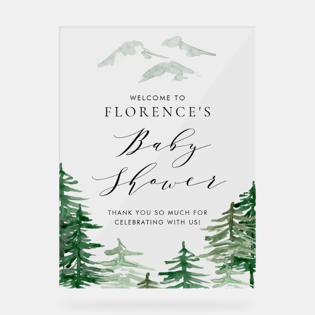 Affiche de bienvenue Baby shower de bois aquarelle (Recto)