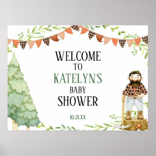 Affiche de bienvenue Baby shower de bûcheron