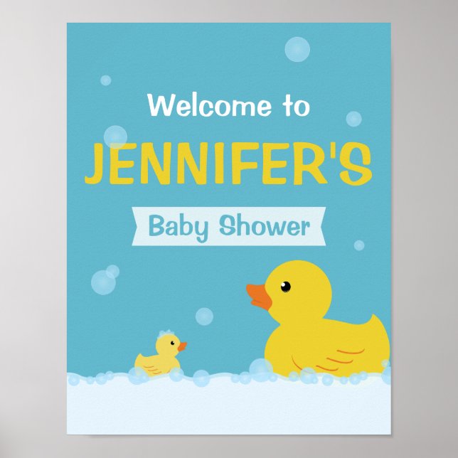Affiche de bienvenue Baby shower de canard en caou (Devant)