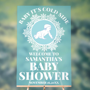 Affiche de bienvenue Baby shower de flocons de nei