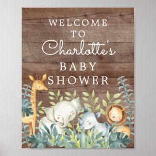 Affiche de bienvenue Baby shower de Jungle Animals