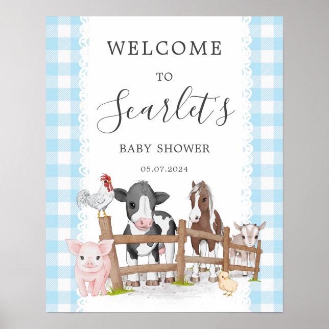 Affiche de bienvenue Baby shower de la ferme (Devant)