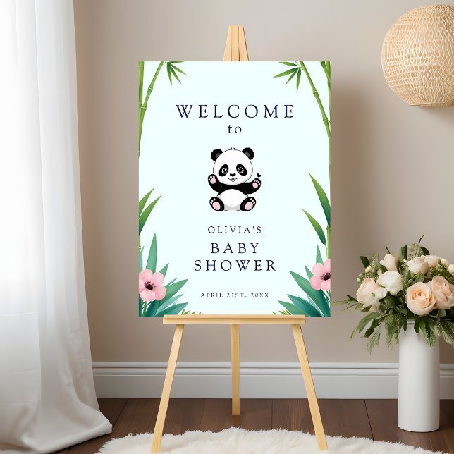 Affiche de bienvenue Baby shower de Panda Green (Créateur téléchargé)