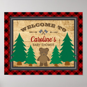 Affiche de bienvenue Baby shower de petit bûcheron