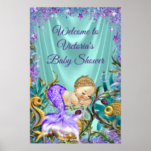 Affiche de bienvenue Baby shower de sirène