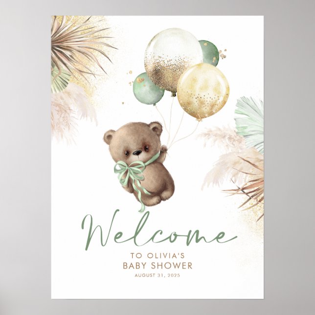 Affiche de bienvenue Baby shower de Teddy Bear (Devant)