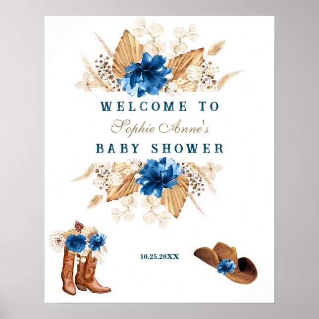 Affiche de bienvenue Baby shower des Bottes de fle (Devant)