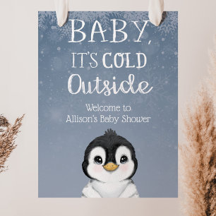 Affiche de bienvenue Baby shower d'hiver de Pengui