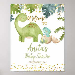 Affiche de bienvenue Baby shower Dinosaur
