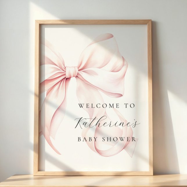 Affiche de bienvenue Baby shower élégante de Bow r (Créateur téléchargé)
