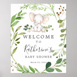 Affiche de bienvenue Baby shower éléphant