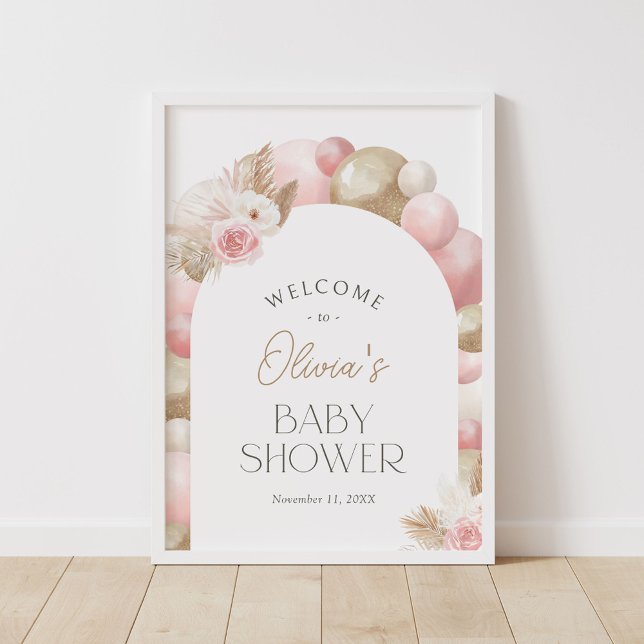 Affiche de bienvenue Baby shower en arc de laiton  (Créateur téléchargé)