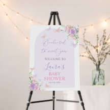 Affiche de bienvenue Baby shower enchantée papillo