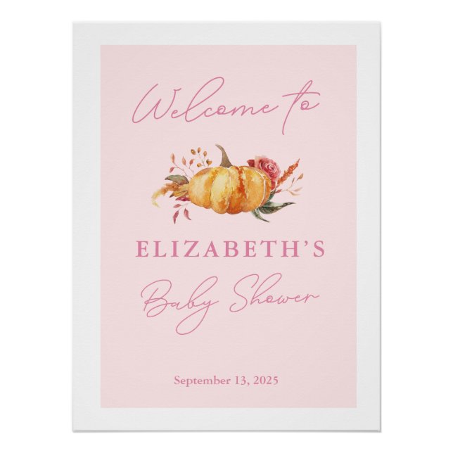 Affiche de bienvenue Baby shower fille petite Citr (Devant)