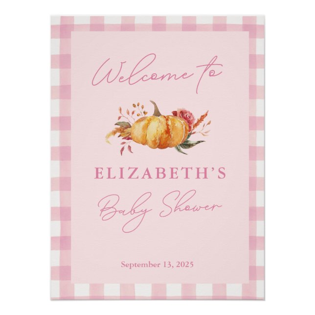 Affiche de bienvenue Baby shower fille petite Citr (Devant)