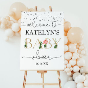 Affiche de bienvenue Baby shower Flamant rose