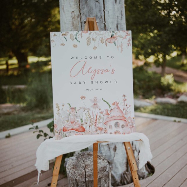 Affiche de bienvenue Baby shower Fleur sauvage et  (Créateur téléchargé)