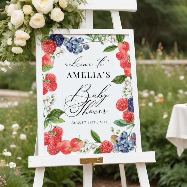 Affiche de bienvenue Baby shower fraise Berry (Créateur téléchargé)