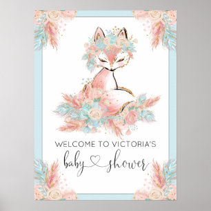 Affiche de bienvenue Baby shower Girl Fox