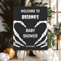 Affiche de bienvenue Baby shower Halloween crâne