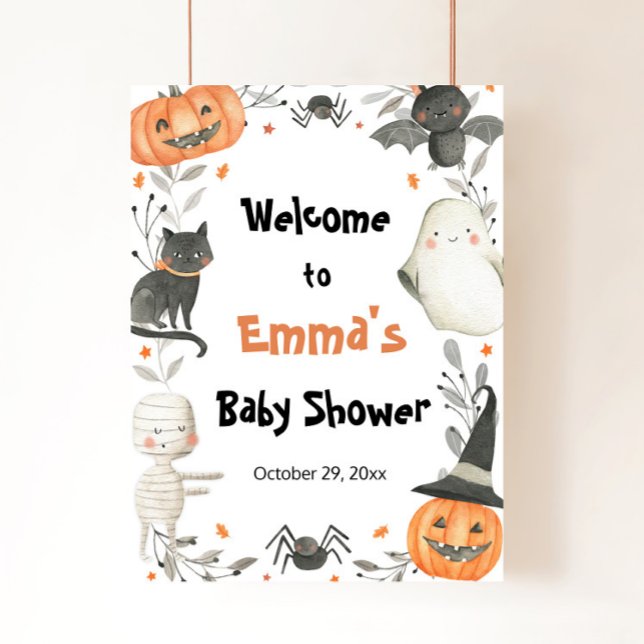 Affiche de bienvenue Baby shower Halloween Little  (Créateur téléchargé)