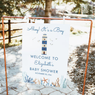 Affiche de bienvenue Baby shower Lighthouse Boy