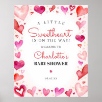 Affiche de bienvenue Baby shower Little Sweetheart