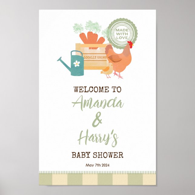 Affiche de bienvenue Baby shower localement cultiv (Devant)