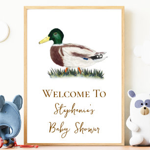 Affiche de bienvenue Baby shower Mallard Duck