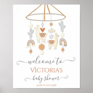 Affiche de bienvenue Baby shower mobile Boho Scand